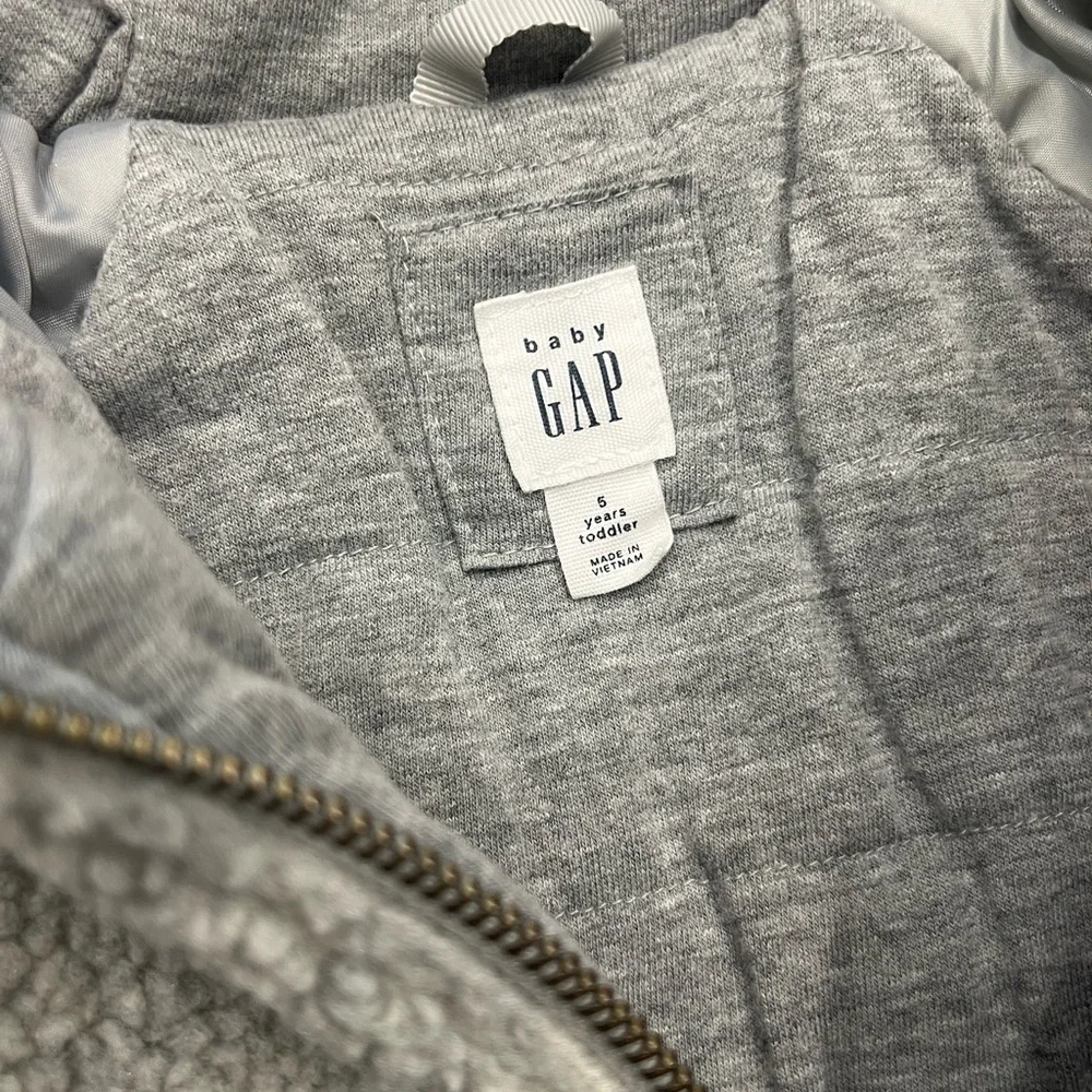 GAP Kids Gray Sherpa Zip-Up Hoodie Jacket